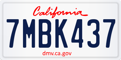CA license plate 7MBK437