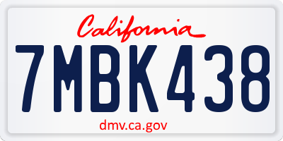 CA license plate 7MBK438