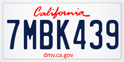 CA license plate 7MBK439