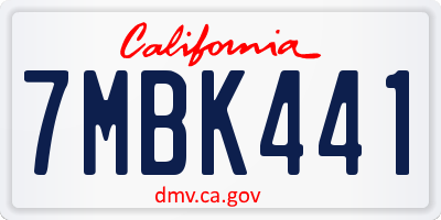 CA license plate 7MBK441
