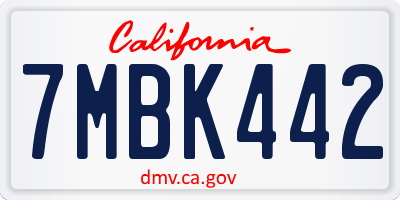 CA license plate 7MBK442