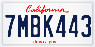 CA license plate 7MBK443