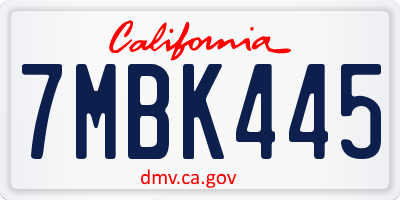 CA license plate 7MBK445