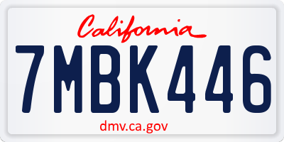 CA license plate 7MBK446