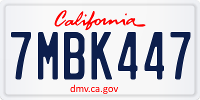 CA license plate 7MBK447