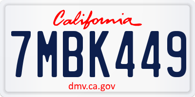 CA license plate 7MBK449
