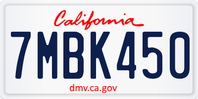 CA license plate 7MBK450