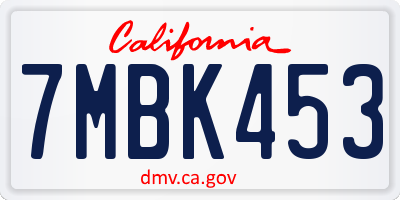 CA license plate 7MBK453