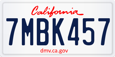 CA license plate 7MBK457