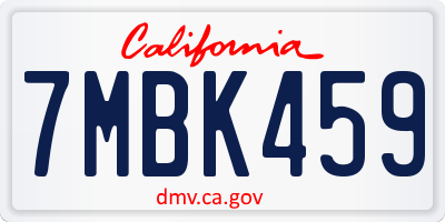 CA license plate 7MBK459