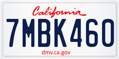 CA license plate 7MBK460