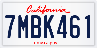 CA license plate 7MBK461