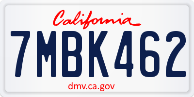 CA license plate 7MBK462