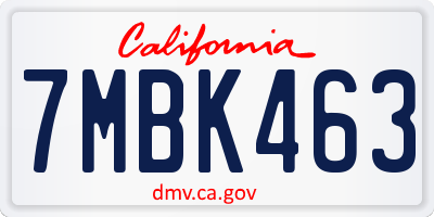CA license plate 7MBK463