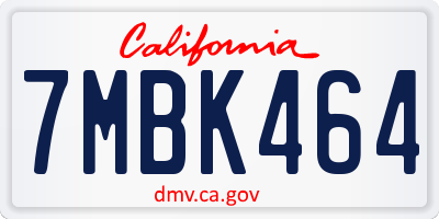 CA license plate 7MBK464