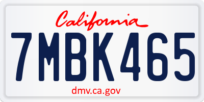 CA license plate 7MBK465