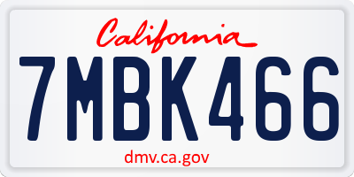 CA license plate 7MBK466