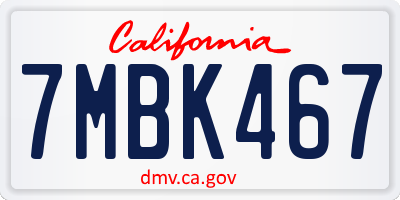 CA license plate 7MBK467