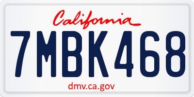 CA license plate 7MBK468