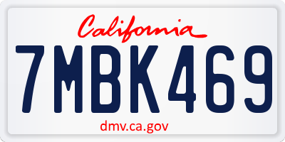 CA license plate 7MBK469