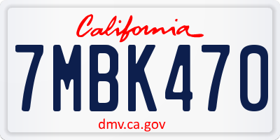 CA license plate 7MBK470