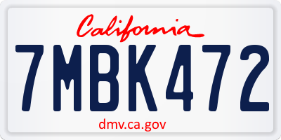 CA license plate 7MBK472