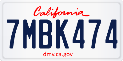 CA license plate 7MBK474