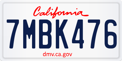 CA license plate 7MBK476