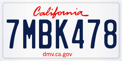 CA license plate 7MBK478