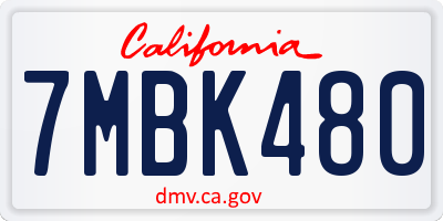 CA license plate 7MBK480