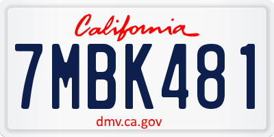 CA license plate 7MBK481