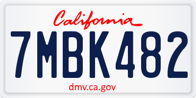 CA license plate 7MBK482