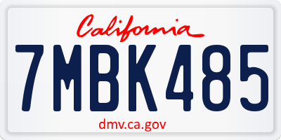 CA license plate 7MBK485