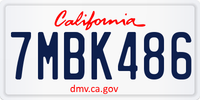 CA license plate 7MBK486