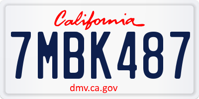 CA license plate 7MBK487