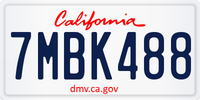 CA license plate 7MBK488
