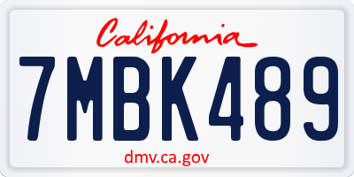 CA license plate 7MBK489