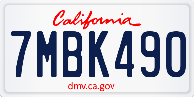 CA license plate 7MBK490