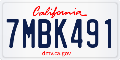 CA license plate 7MBK491