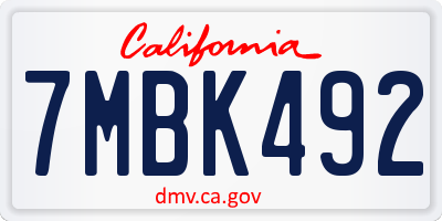CA license plate 7MBK492