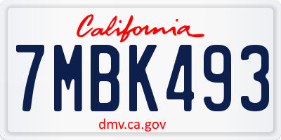CA license plate 7MBK493