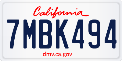 CA license plate 7MBK494