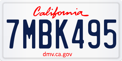 CA license plate 7MBK495