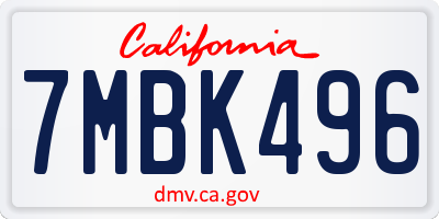 CA license plate 7MBK496