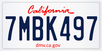 CA license plate 7MBK497