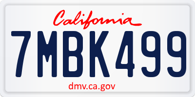 CA license plate 7MBK499