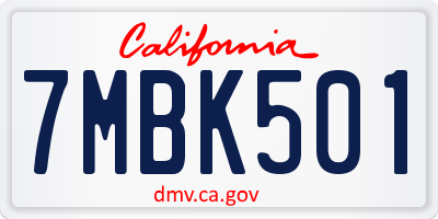 CA license plate 7MBK501