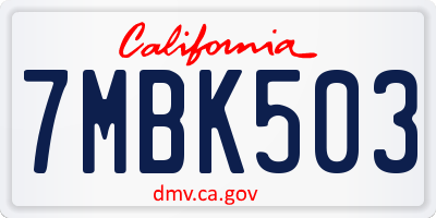 CA license plate 7MBK503