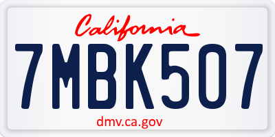 CA license plate 7MBK507