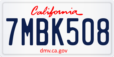 CA license plate 7MBK508